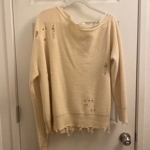Lovers + Friends Off White/cream off the shoulder sweater.